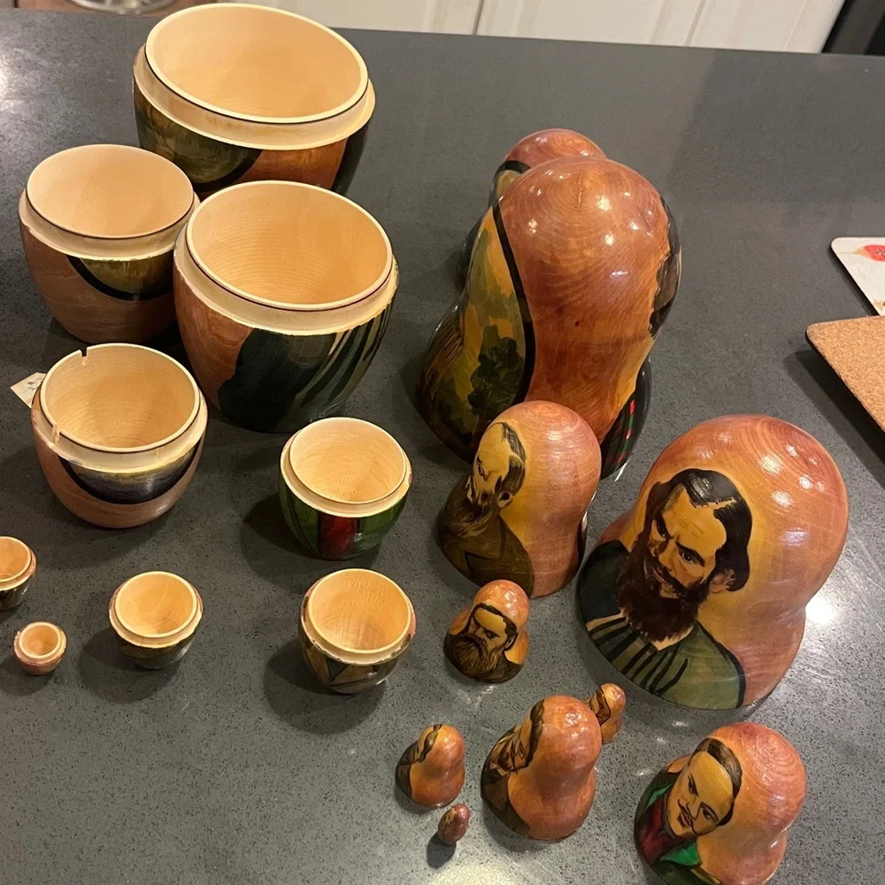 Matryoshka Russian Authors Vintage/Signed Rare 1995 Nesting Doll Set of 10-Rare - Picture 7 of 17